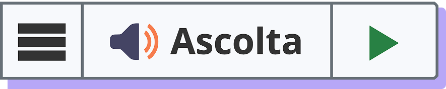 ReadSpeaker webReader pulsante Ascolto, che mostra anche l'icona del menu per aprire il menu e un'icona di riproduzione in verde.