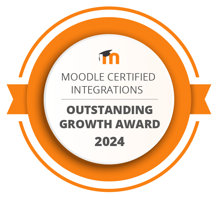 Moodle Certified Integrations Outstanding Growth Award 2024 badge.