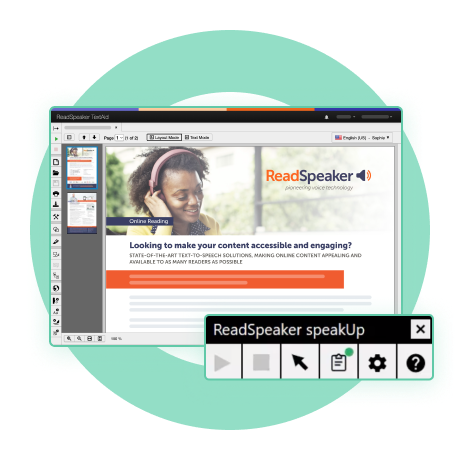 ReadSpeaker interface showcasing voice technology for accessible content creation.