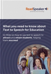 Diverse group of students engaged around a laptop discussing text-to-speech for education.