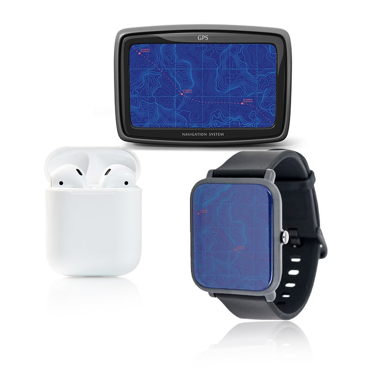 Smart watch, earbuds, and navigation system