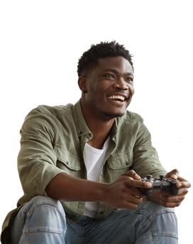 speech to text unity A black man playing video games with a console controller