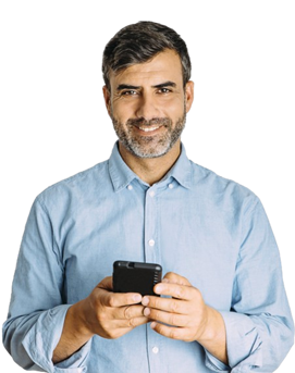 A man uses a smartphone