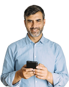 A man uses a smartphone