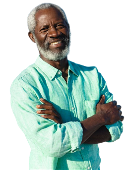 An old black man smiling