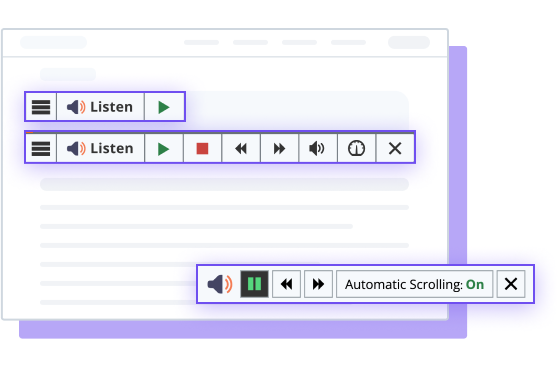 ReadSpeaker webReader tool illustrations with automatic scrolling activated.
