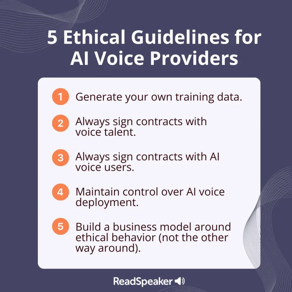 ReadSpeaker's ethical guidelines for AI voice providers