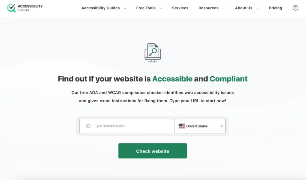 AccessibilityChecker.org homepage.