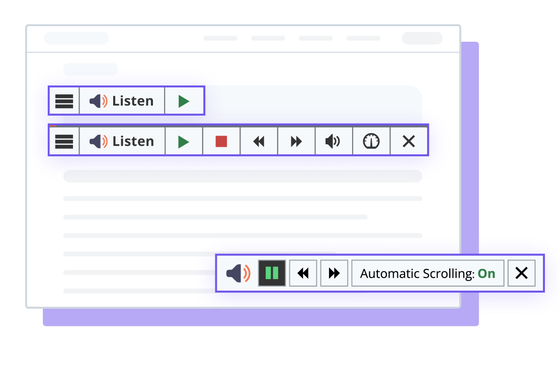 ReadSpeaker webReader tool illustrations with automatic scrolling activated.