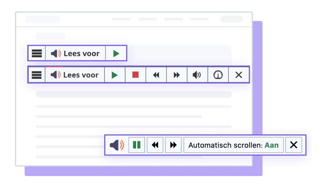 ReadSpeaker webReader-toolillustraties met automatisch scrollen geactiveerd.