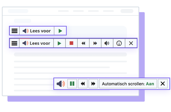 ReadSpeaker webReader-toolillustraties met automatisch scrollen geactiveerd.