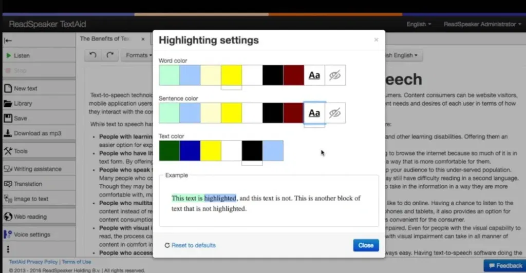 Inclusive education in the UAE EdTech solutions: Text presentation controls