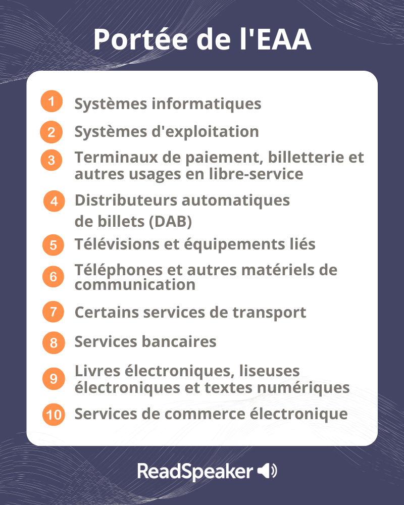 Portée de l'acte législatif européen sur l'accessibilité (EAA)