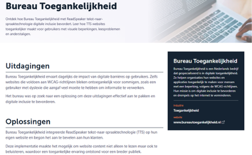 Screenshot van het klantverhaal van Bureau Toegankelijkheid.