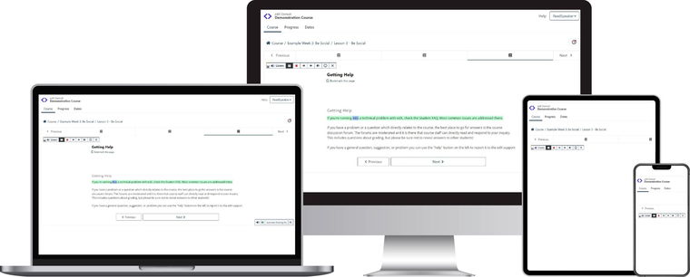 Computer screen and smartphone using text to speech in Open edX.